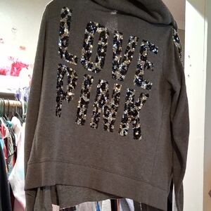 PINK Victoria's Secret Gray Sequin 3 Piece Set Hoodie FLAWED SET👀